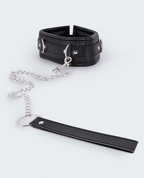 Lust Bondage Collar & Leash Adjustable Padded Collar with Metal Studs for Restraint Play