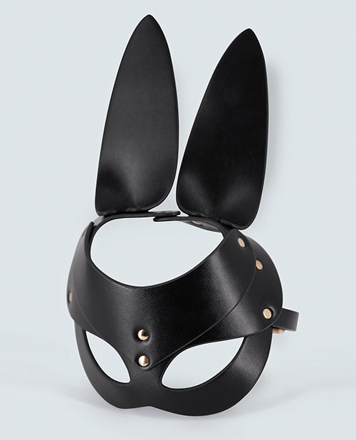 Lust Bondage Blindfolds & Restraints PU Leather Bunny Mask with Buckle and D-Ring Detail for Roleplay