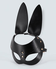 Lust Bondage Blindfolds & Restraints PU Leather Bunny Mask with Buckle and D-Ring Detail for Roleplay