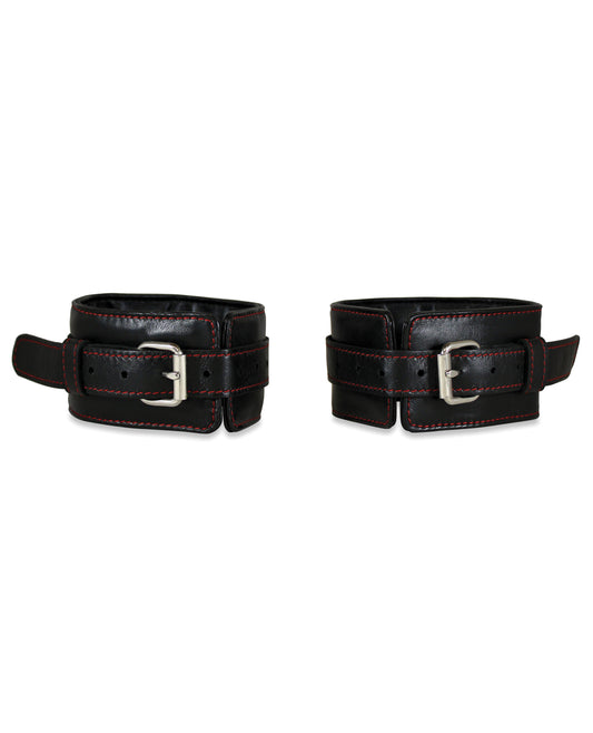 Sultra Leather Ankle Restraints Padded Black Full-Grain Leather with D-Rings for Comfortable Bondage Play