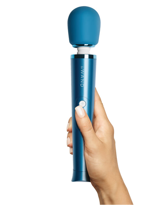 Le Wand Petite Rechargeable Massager in Blue with Travel Lock