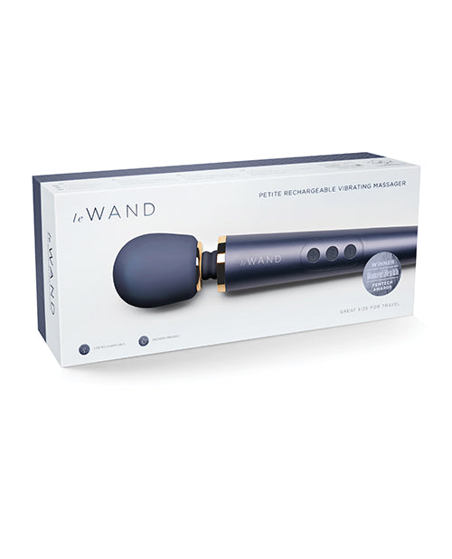 Le Wand Petite Rechargeable Massager Navy Flexible Neck Six Vibration Functions for Personal Massage