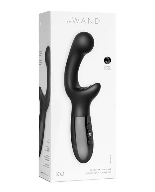 Le Wand Vibrator Double Motor Black with G-Spot Bulbous Tip and External Ridges for Internal and External Stimulation