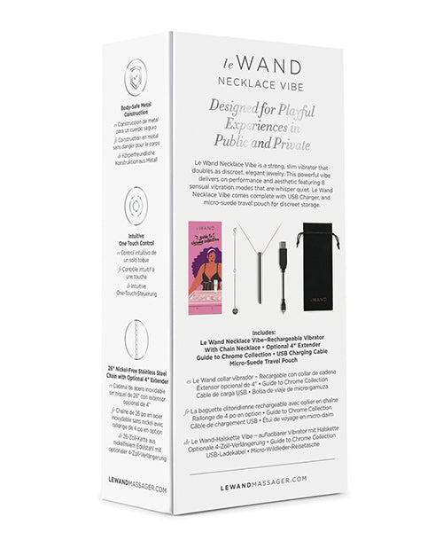 Le Wand Silver Vibrating Necklace Stimulator with Sleek Discreet Design