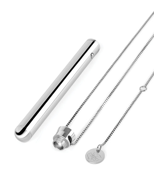 Le Wand Silver Vibrating Necklace Stimulator with Sleek Discreet Design