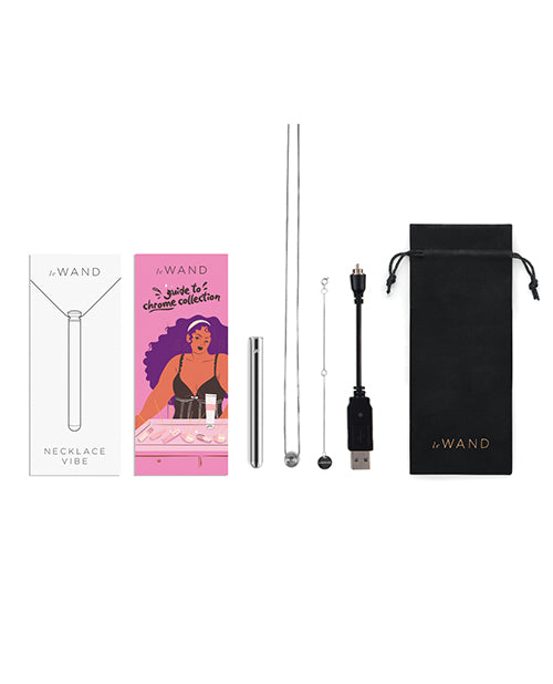 Le Wand Silver Vibrating Necklace Stimulator with Sleek Discreet Design