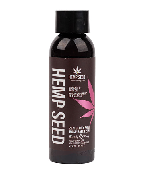 Earthly Body massage oil natural Zen Berry Rose blend nourishing hemp and almond oil for soothing skin care and relaxation