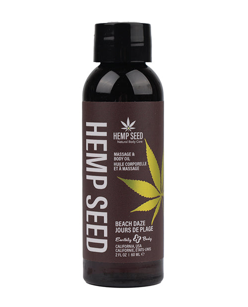 Earthly Body Massage Oil with Hemp Seed and Apricot Oils in Beach Daze scent for Relaxing Skincare
