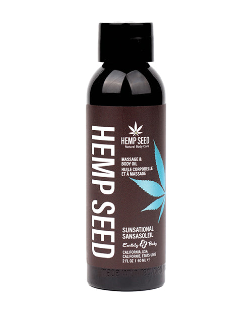 Earthly Body Massage Oil 2 oz with Bergamot and Juniper, natural formula for soothing, hydrating skin and relaxation