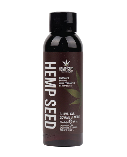 Earthly Body Massage Oil with Hemp Seed and Guavalava Scent for Nourishing Skin and Relaxing Massage
