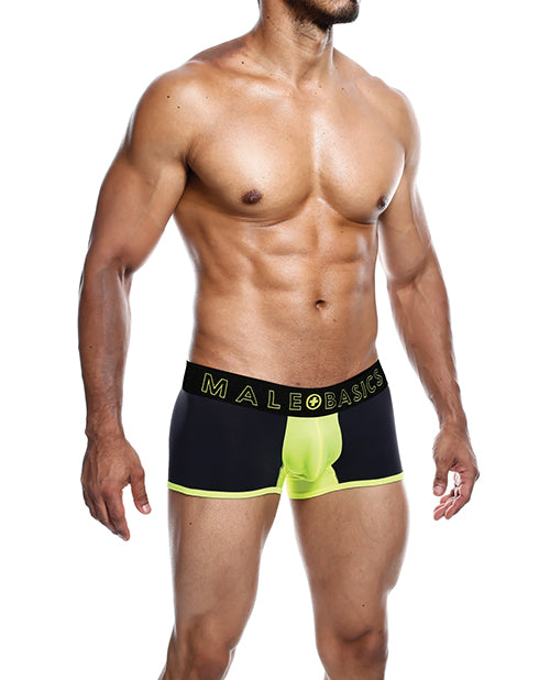 MaleBasics Neon Trunk Yellow Mesh Men’s Lingerie with Ventilated Design and Contour Pouch for Breathable Comfort