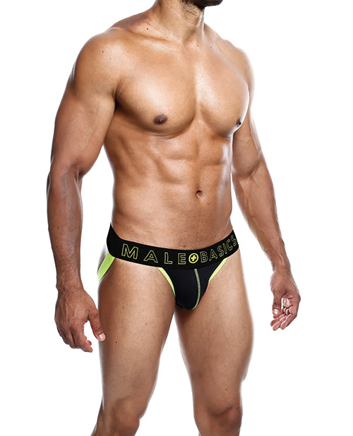 Malebasics Jockstrap Neon Yellow Breathable Micro-Porous Fabric Supportive Fit for Men’s Lingerie and Comfort