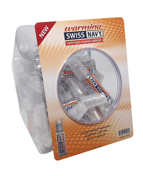 Swiss Navy Water Based Lubricant Display warming formula 1 oz bottles for pleasurable arousal and easy travel