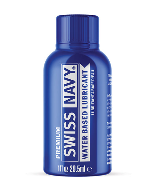 Swiss Navy Lubricant 1 oz Bottle Water Based Gel Formula for Toy Compatibility and Easy Cleanup