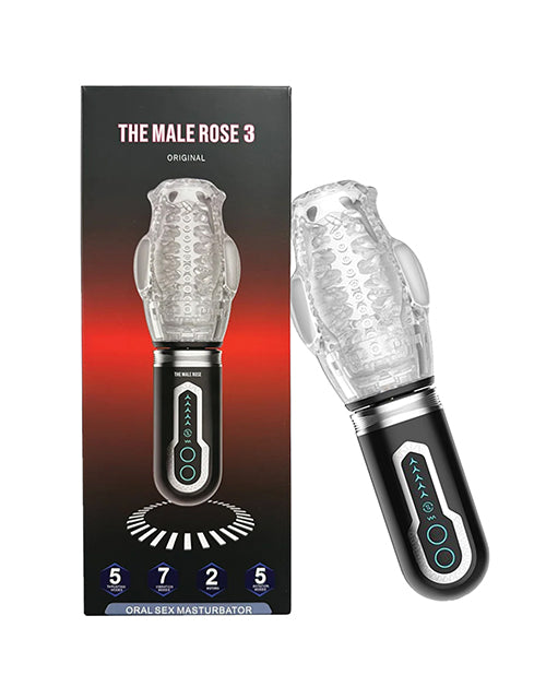 Male Rose Oral Sex Masturbator with Thrusting, Rotating, and Vibrating Functions for Intense Male Stimulation