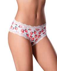 Exposed Peach Crotchless Boy Short Lingerie with Lace and Edible Lube for Sensual Intimate Moments