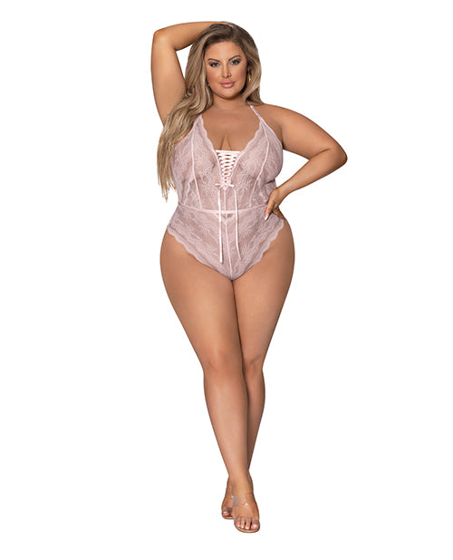 Exposed Plus Size Teddy Blush Lace Strappy Back Adjustable Fit for Comfortable and Stylish Lingerie Wear