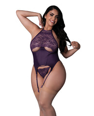 Exposed Plus Size Lingerie Plum Corset Lace Underboob Detail for Curvy Sensual Styling