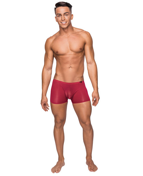 Male Power Trunk Boxer Shorts Seamless Sheer Pouch Red for Stylish, Comfortable Mens Lingerie