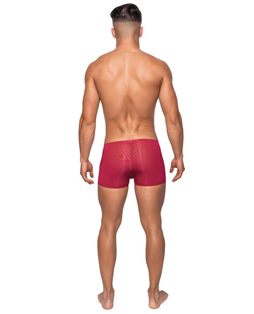 Male Power Seamless Sheer Pouch Trunk Boxer Shorts Red XL