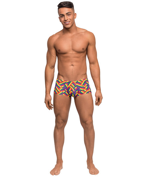 Male Power Mini Short Rainbow Contoured Comfort Pouch Breathable Stretchy for Pride and Everyday Wear