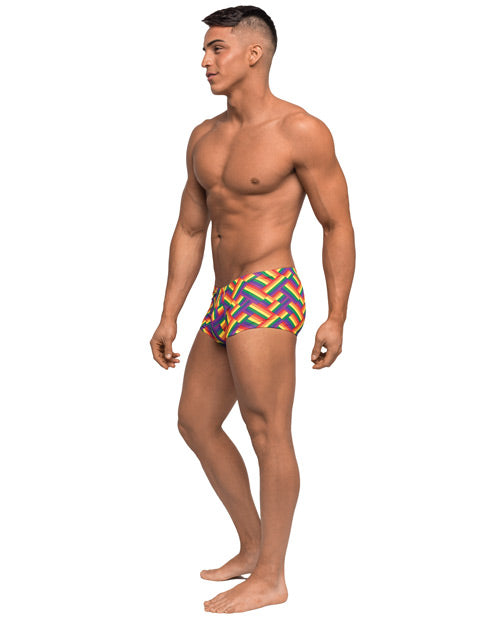 Pride Fest Rainbow Mini Short with Contoured Comfort Pouch – Large