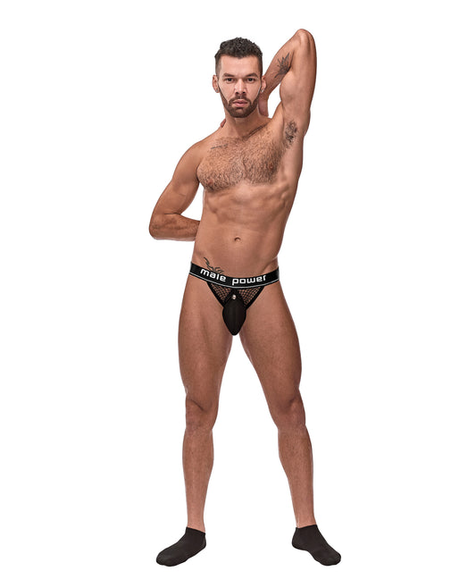 Male Power Fishnet Cock Ring Jock Snap-Off Pouch Micro Mesh for Support and Comfort