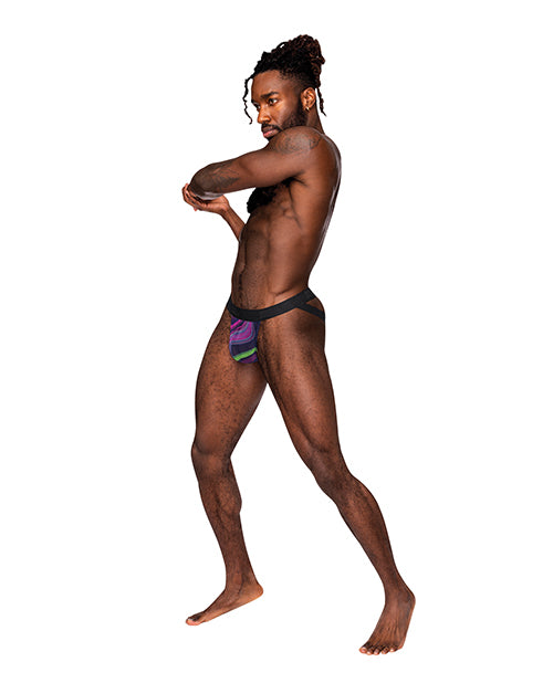 Galactic Sheer Poly Spandex Strappy Ring Jock Multi Color L/XL
