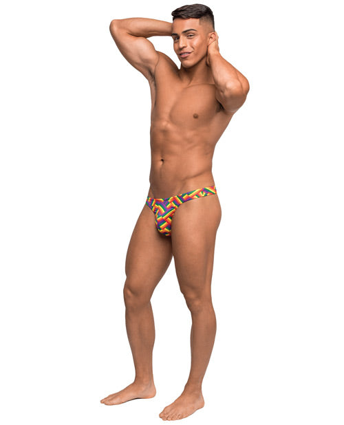 Rainbow Herringbone Contoured Pouch Bong Thong – Low Rise, S/M