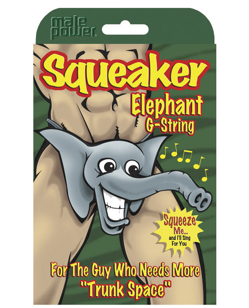 Male Power Elephant Head G-String with Squeaker - Black Novelty Underwear