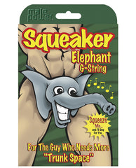 Male Power Elephant Head G-String with Squeaker - Black Novelty Underwear