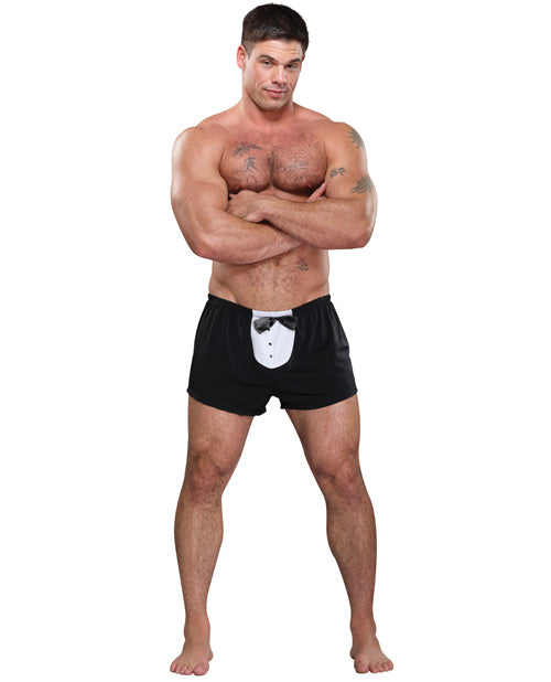 Male Power novelty boxer briefs tuxedo crotch design lightweight nylon for fun occasions