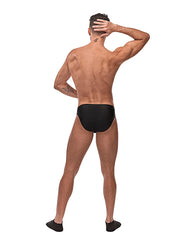 Men's Black Nylon Spandex Pouchless Brief with Athletic Fit