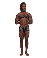 Male Power Lingerie Leather Thong Adjustable Straps Key Locks for Men's Chastity and Comfort