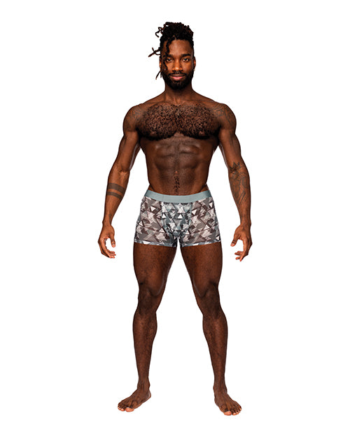 Male Power Seamless Sheer Short with Optical Print and Double Lined Pouch for Men's Lingerie Comfort