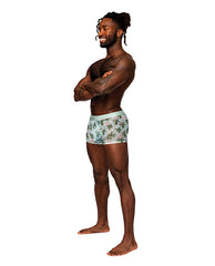 Male Power seamless sheer shorts tropical flamingo print plush waistband for breathable stylish men's underwear