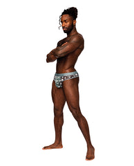 Male Power Mesh Thong Seamless Optical Print Double Lined Pouch for Breathable Men's Lingerie