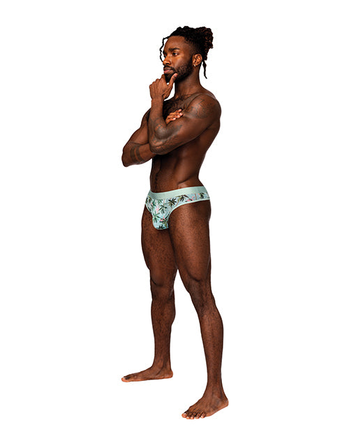 Male Power thong underwear seamless mesh tropical flamingo print for comfortable breathable fit