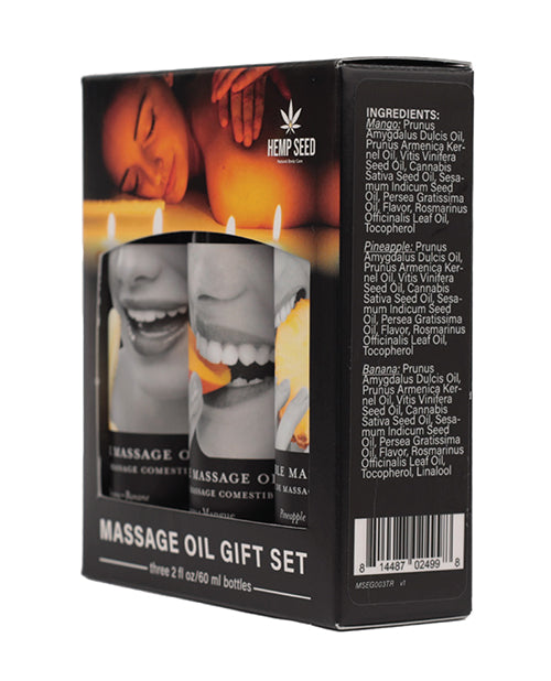 Edible Massage Oil Gift Set with Banana, Mango & Pineapple Flavors