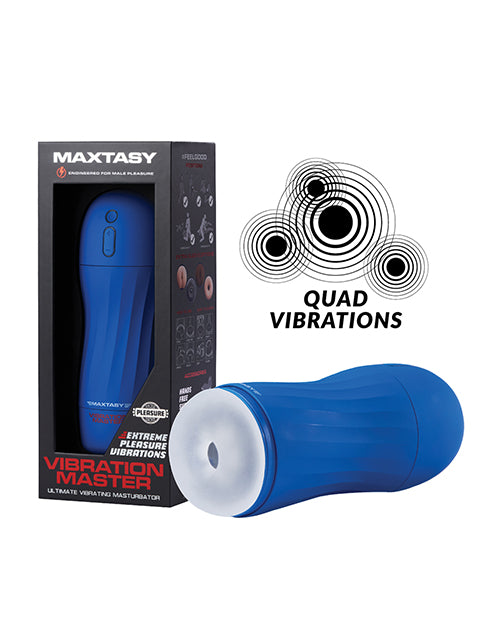 Maxtasy Masturbator with Clear Non-Realistic Design and Four Synchronized Motors for Intense Personal Stimulation