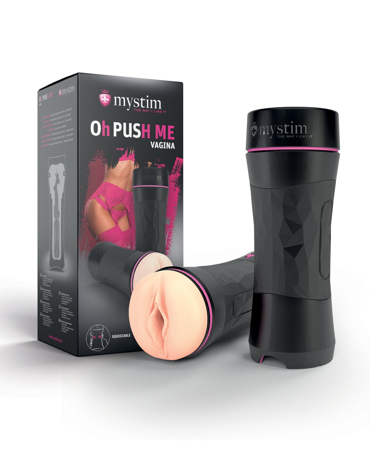 Mystim Masturbator Realistic Vagina Sleeve Adjustable Suction Black for Intense Solo Pleasure