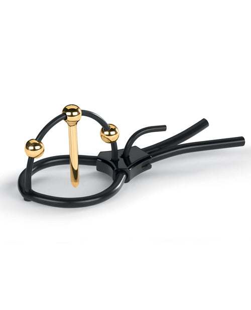 Mystim Plunging Pete Stimulator with Adjustable Corona Strap and Gold-Plated Urethral Sound