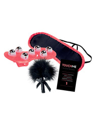 Tease and Please Couples Game Set with Massage Tool, Feather Tickler, Eye Mask and Multilingual Booklets for Romantic Sensory Play