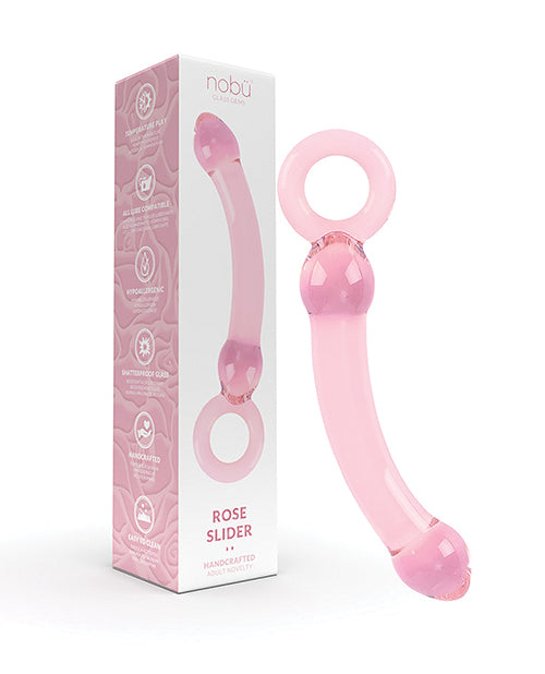 Nobu glass dildo handcrafted pink design shatter-resistant and non-porous for versatile pleasure