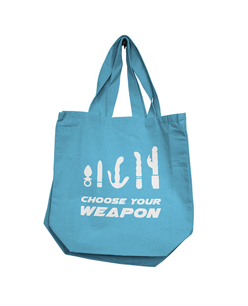 Nobu Reusable Tote Bag Blue Playful Choose Your Weapon Print for Party Supplies and Daily Shopping