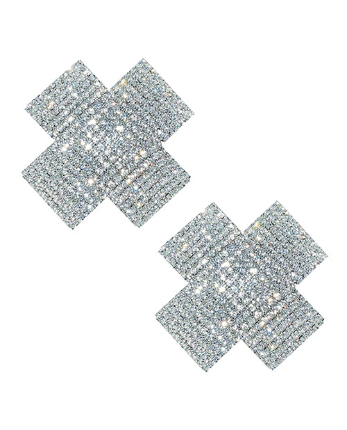 Neva Nude Lingerie Silicone Nipple Pasties with Clear Crystal Jewels for Reusable Sparkling Coverage