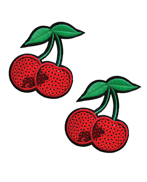 Neva Nude Lingerie Sequin Cherry Pasties Refillable Adhesive for Festival Outfits or Playful Fashion