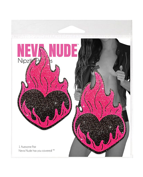 Neva Nude Lingerie Pasties Glitter Black Red Hearts for Secure Festival Wear