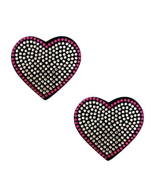 Neva Nude Lingerie Packaged Rhinestone Crystal Heart Pasties Pink Clear for Reusable Clubwear Styling