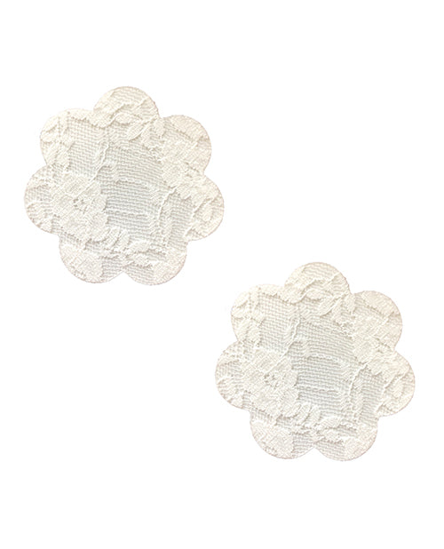 Neva Nude Lingerie Packaged White Lace Petal Flower Pasties with Hypoallergenic Adhesive for Discreet Coverage